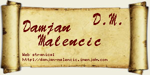 Damjan Malenčić vizit kartica